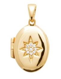 AIME-TOI 18ct Gold Plated CZ Oval Locket