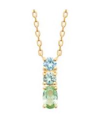 Aime-Toi 18ct Gold Plated Blue & Green Synthetic Gemstone Drop Necklace
