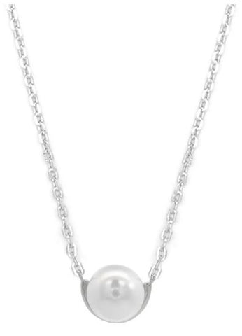 Georgini Adagio Crescent Nine-2-Five Pearl Necklace Silver
