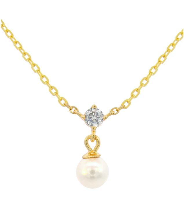 Georgini Adagio Touch Of Sparkle Pearl Necklace Gold