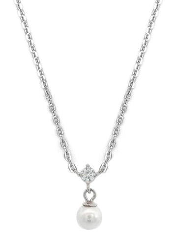 Georgini Adagio Touch Of Sparkle Pearl Necklace Silver