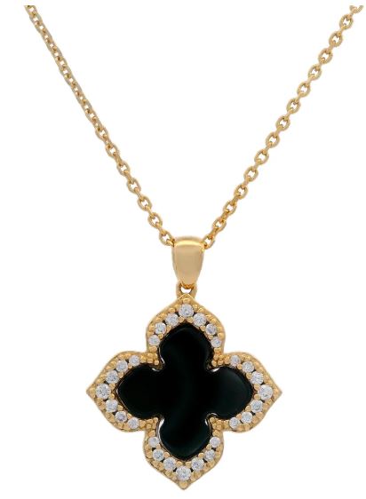 Georgini Midnight Velvet Black Agate Fairwater Pendant Gold