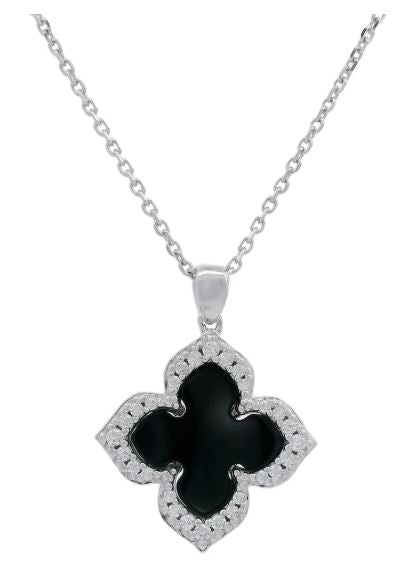 Georgini Midnight Velvet Black Agate Fairwater Pendant Silver