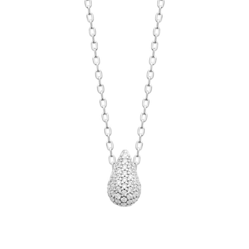 Sterling Silver CZ Teardrop Necklace