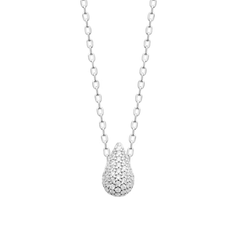 Sterling Silver CZ Teardrop Necklace