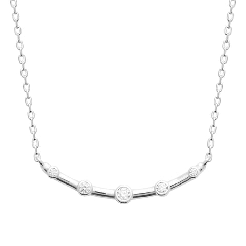 Sterling Silver Bezel Set CZ Bar Necklace