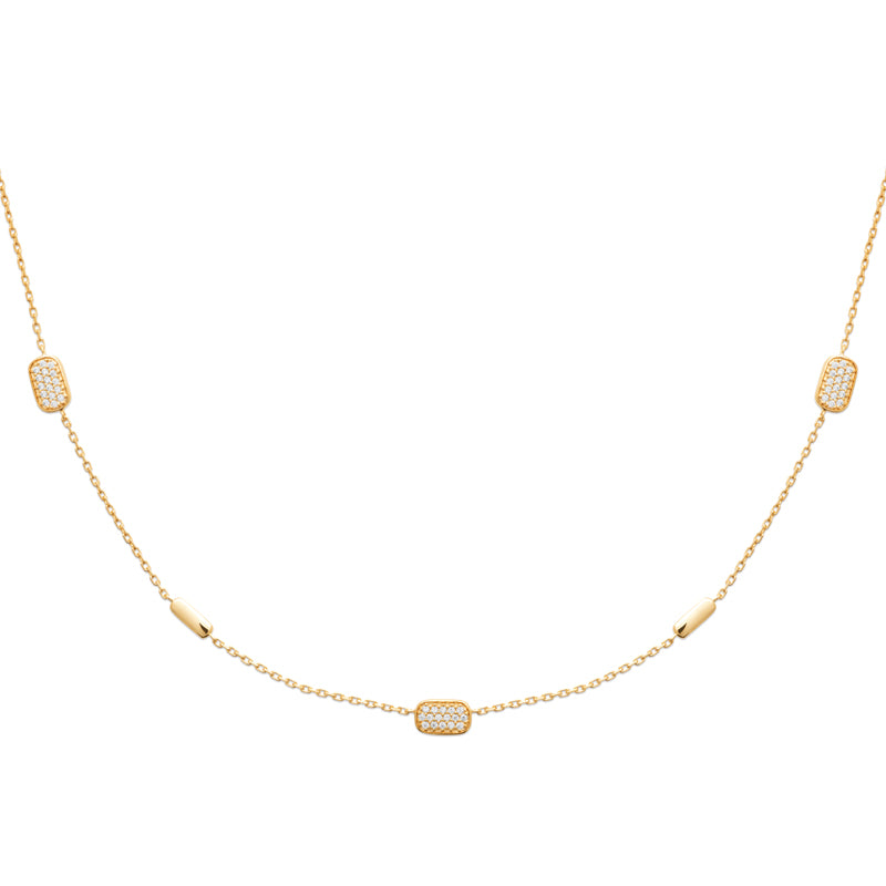 18ct Yellow Gold Plated Pave Set CZ Necklace