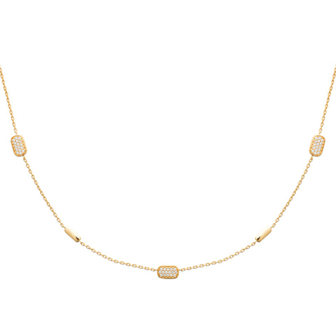 18ct Yellow Gold Plated Pave Set CZ Necklace