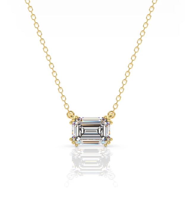 Georgini Elegant Essentials 7mm Emerald Cut Hidden Halo Gold Pendant