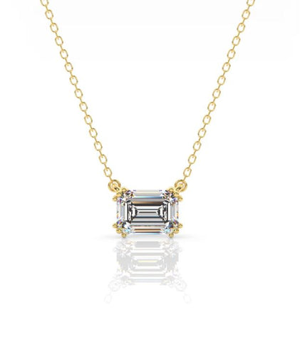 Georgini Elegant Essentials 7mm Emerald Cut Hidden Halo Gold Pendant