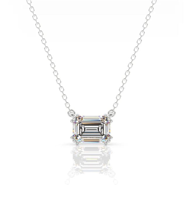 Georgini Elegant Essentials 7mm Emerald Cut Hidden Halo Silver Pendant