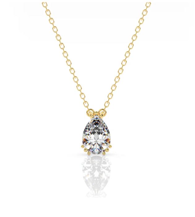 Georgini Elegant Essentials 7mm Pear Cut Hidden Halo Gold Pendant