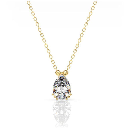 Georgini Elegant Essentials 7mm Pear Cut Hidden Halo Gold Pendant