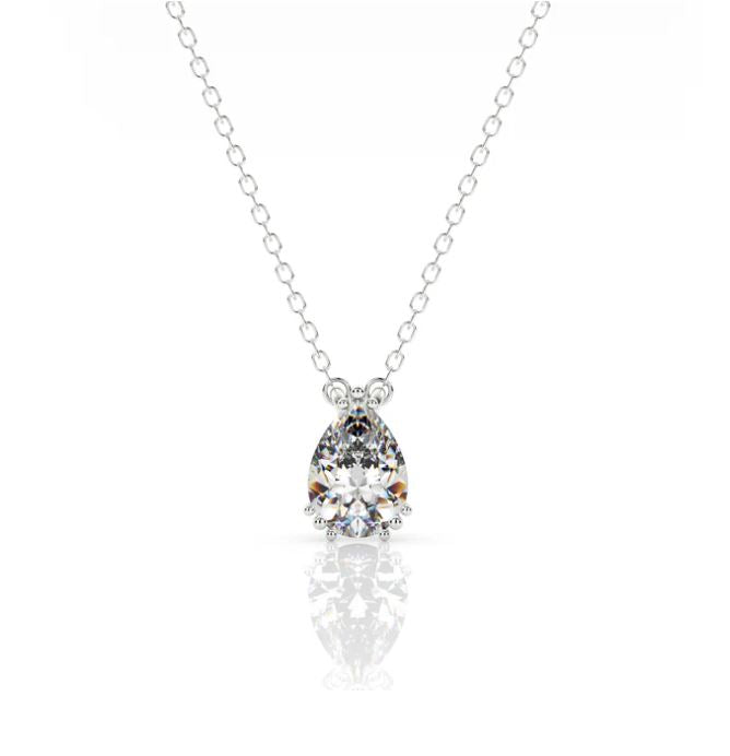 Georgini Elegant Essentials 7mm Pear Cut Hidden Halo Silver Pendant
