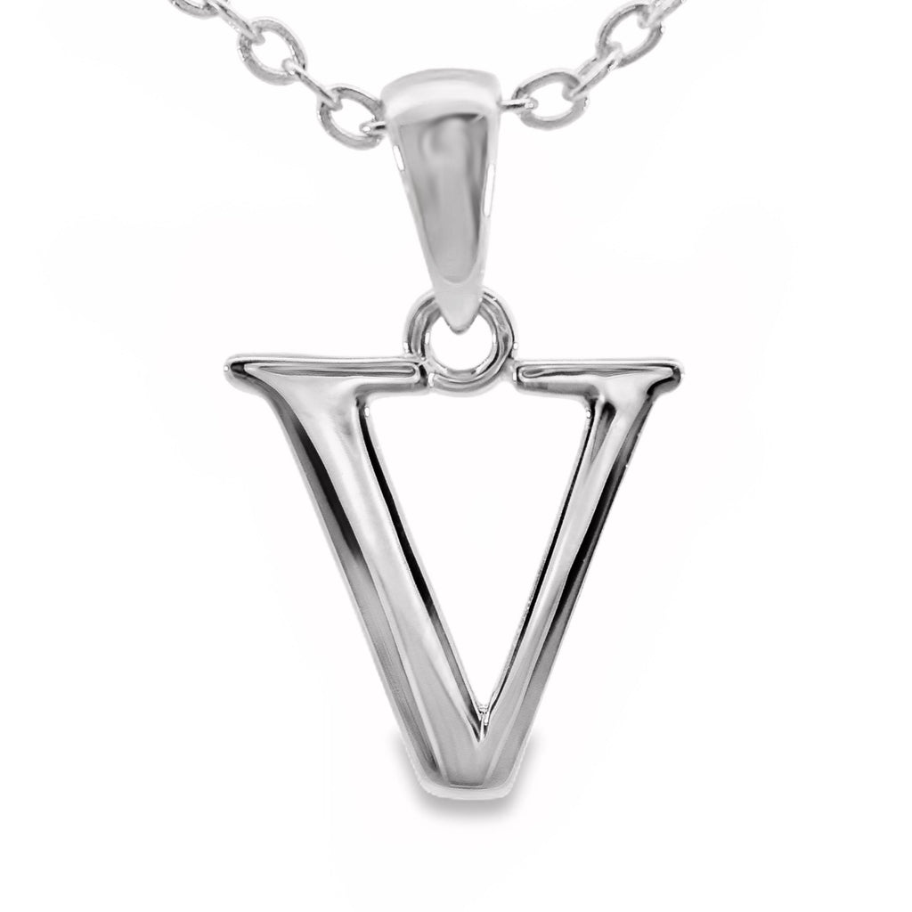 Sterling Silver Letter V Pendant