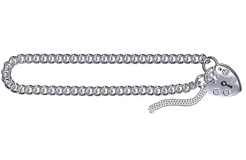 Sterling Silver Round Curb Padlock Bracelet