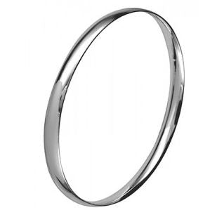 Sterling Silver Oval Solid Comfort Fit Bangle 5.5mm