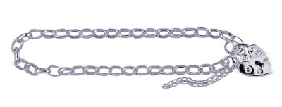 Sterling Silver Oval Belcher Link Padlock Bracelet