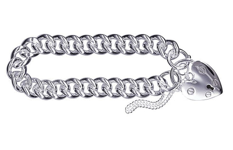Sterling Silver Curb Padlock Bracelet
