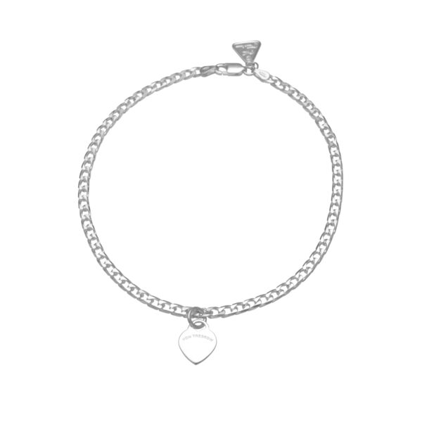 VT CURB CHAIN ANKLET/BRACELET WITH FLAT VT HEART