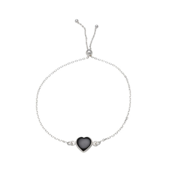 VT ADJUSTABLE BELCHER BRACELET WITH BLACK ONYX HEART
