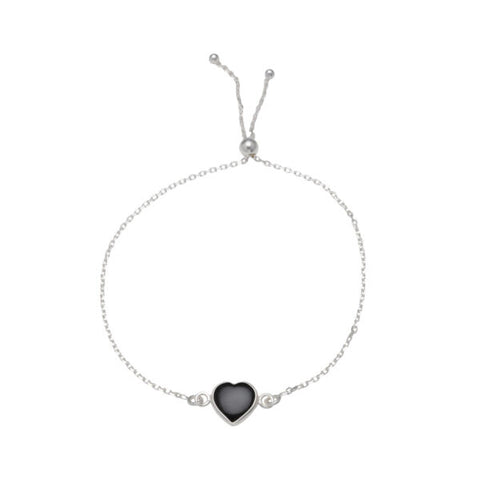 VT ADJUSTABLE BELCHER BRACELET WITH BLACK ONYX HEART