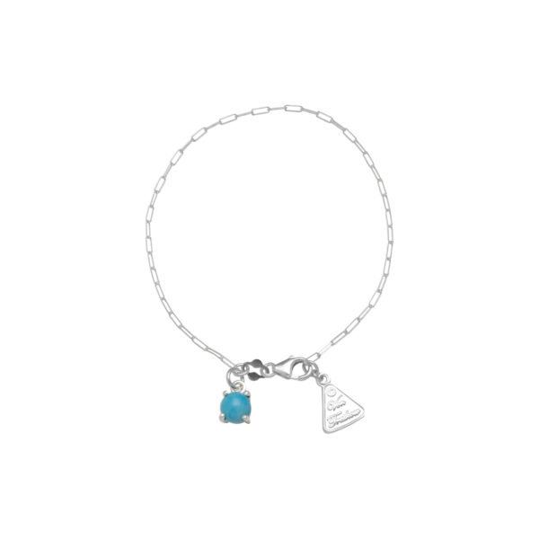 VT FINE CLIP CHAIN BRACELET WITH ROUND TURQUOISE