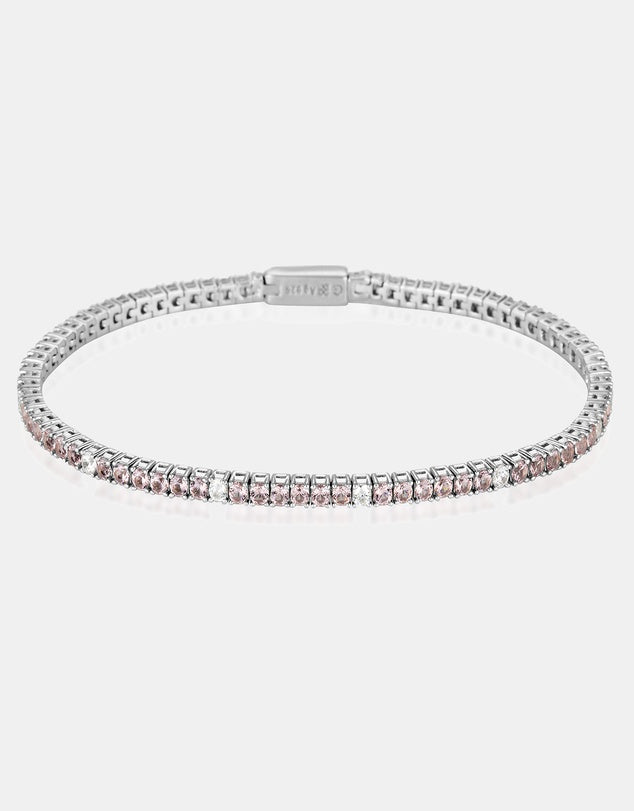 Georgini Milestone Morganite CZ And White CZ 2mm Tennis Bracelet