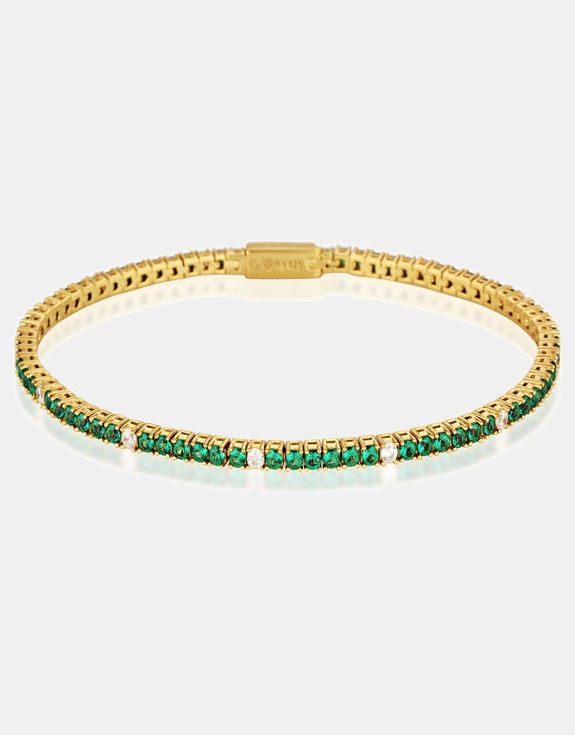 Georgini Milestone Emerald Nano And White CZ 2mm Tennis Bracelet