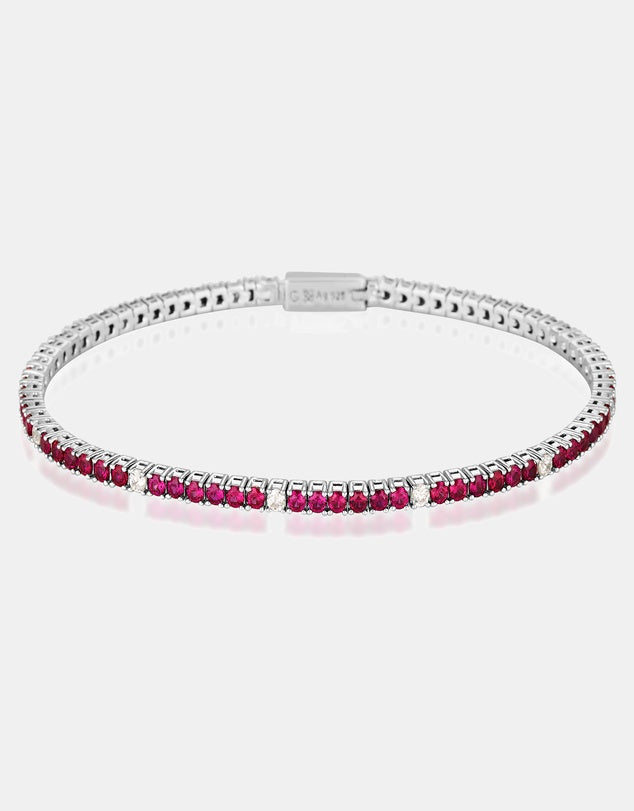 Georgini Milestone Ruby CZ And White CZ 2mm Tennis Bracelet