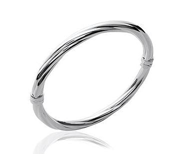 Aime-Toi Sterling Silver Hinged Twist Bangle