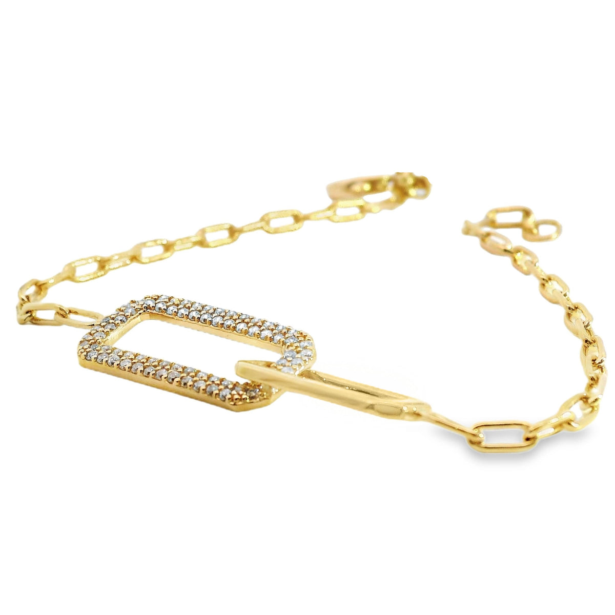 Aime-Toi 18ct Gold Plated Cubic Zirconia Double Rectangle Bracelet 18cm