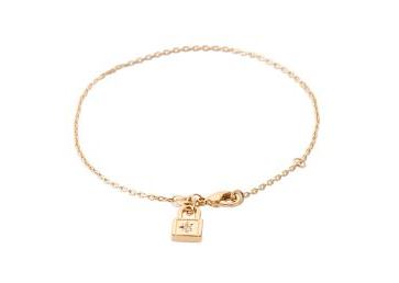 Aime-Toi 18ct Gold Plated Padlock With Cubic Zirconia Starburst Bracelet