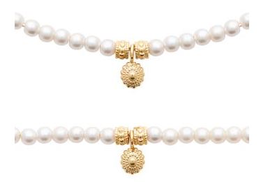 Gold Plated Imitation Pearl Bracelet With Pendant