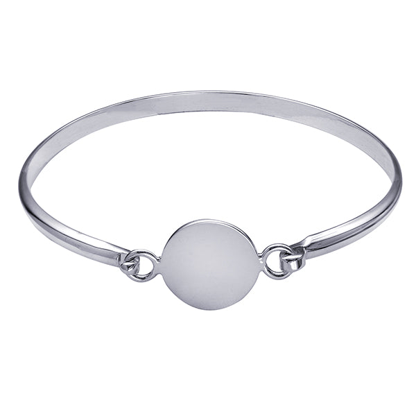 Sterling Silver Bangle With 16mm Engravable Disc