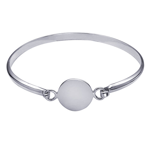 Sterling Silver Bangle With 16mm Engravable Disc