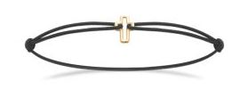 Aime-Toi 18ct Gold Plated Open Cross Black Cord Bracelet