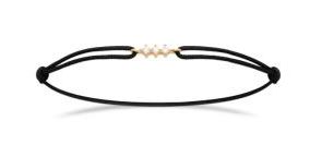 Aime-Toi 18ct Gold Plated CZ Black Cord Bracelet