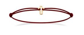 Aime-Toi 18ct Gold Plated Open Cross Red Cord Bracelet