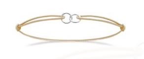 Aime-Toi Sterling Silver Interlocking Ring Cream Cord Bracelet