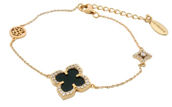 Georgini Midnight Velvet Black Agate Fairwater Bracelet Gold