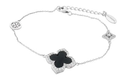 Georgini Midnight Velvet Black Agate Fairwater Bracelet Silver
