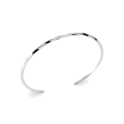 Sterling Silver Twisted Open Bangle