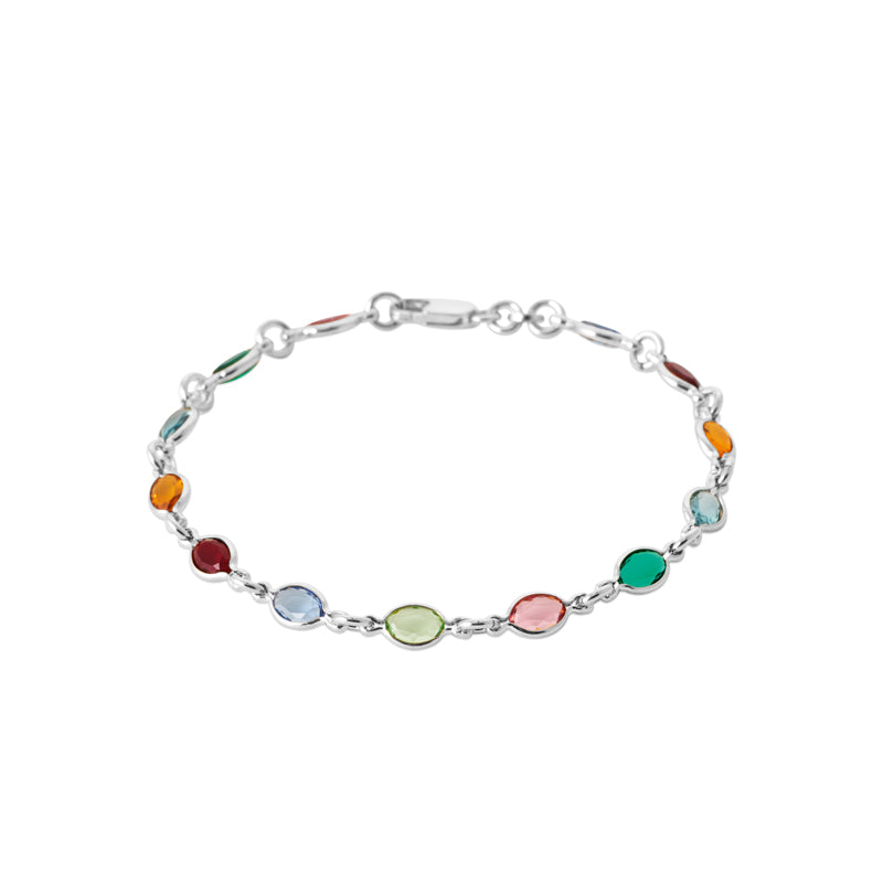 Sterling Silver Multicoloured Stone Bracelet