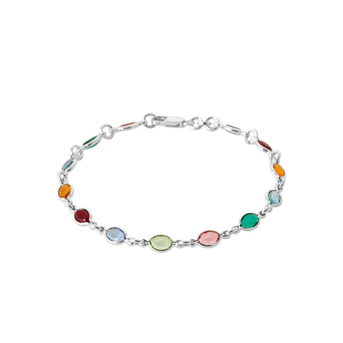 Sterling Silver Multicoloured Stone Bracelet