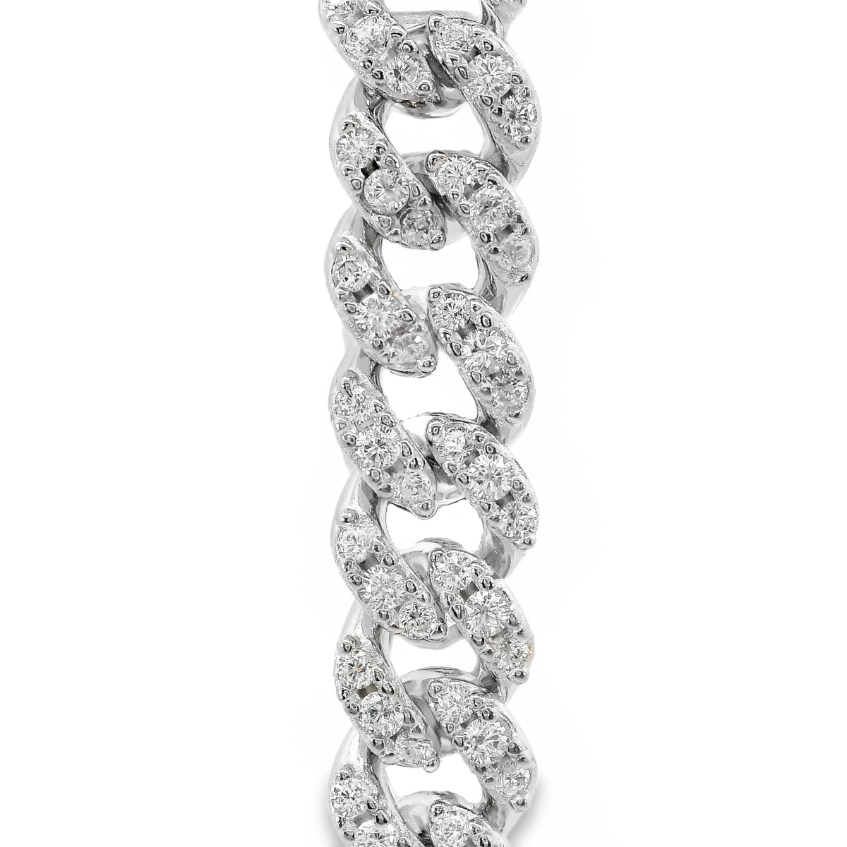 Sterling Silver Pave Set CZ Cuban Chain Bracelet 19cm