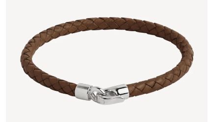 Najo The Mariner Men’s Tan Plaited Leather and Steel Bracelet