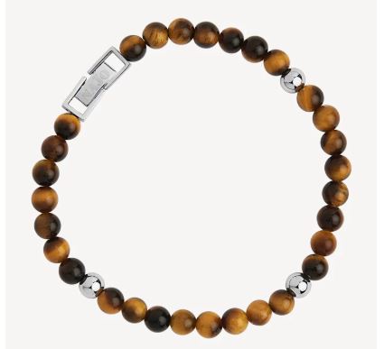Najo Atlas Men's 6mm Beaded Tiger's Eye Bracelet
