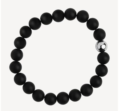 Najo Apollo Men's 10mm Matt Onyx Steel Elasticised Stretch Bracelet