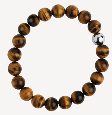 Najo Apollo Men's 10mm Tiger's Eye Steel & Elasticised Bracelet